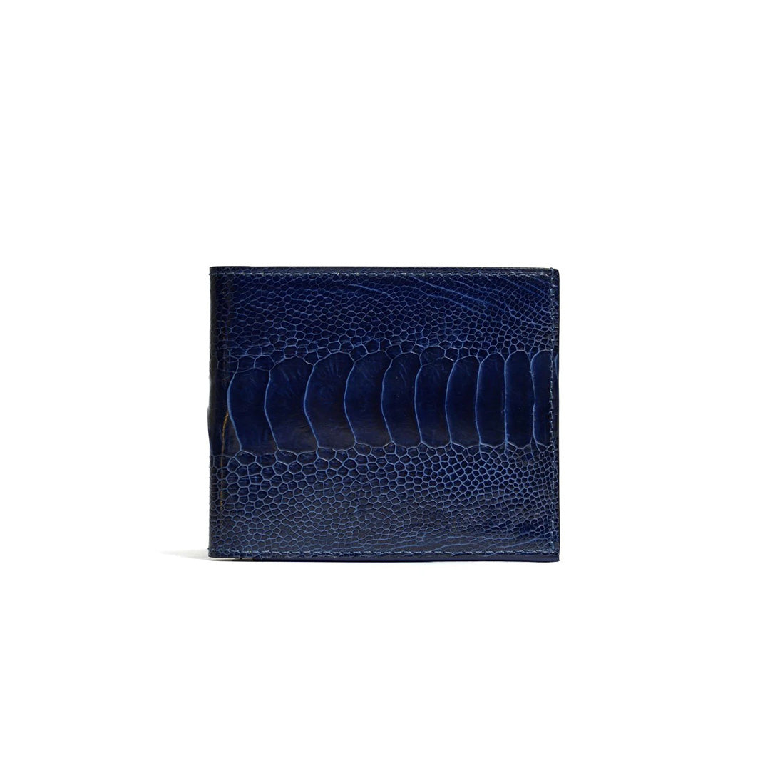 Dark Blue Chicago Ostrich Leather Wallet