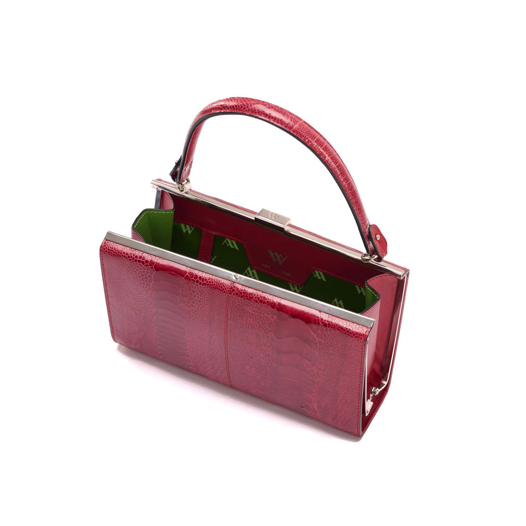 Red Libby Ostrich Leather Evening Bag