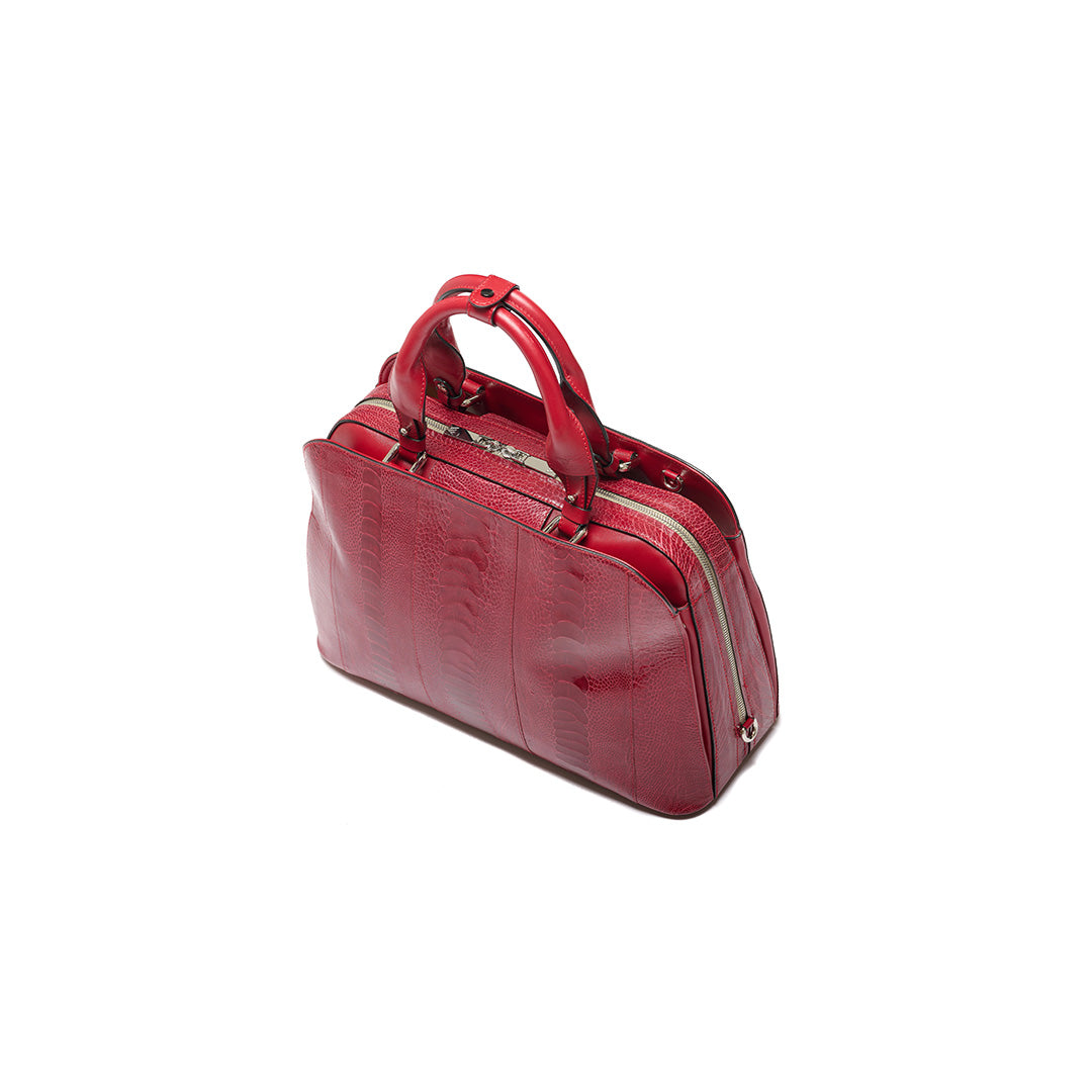 Red Lexington Ostrich Leather Business Bag