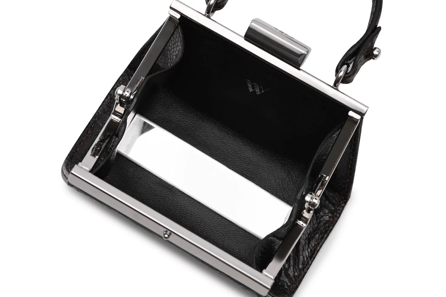 Black Nevada Ostrich Leather Micro Bag