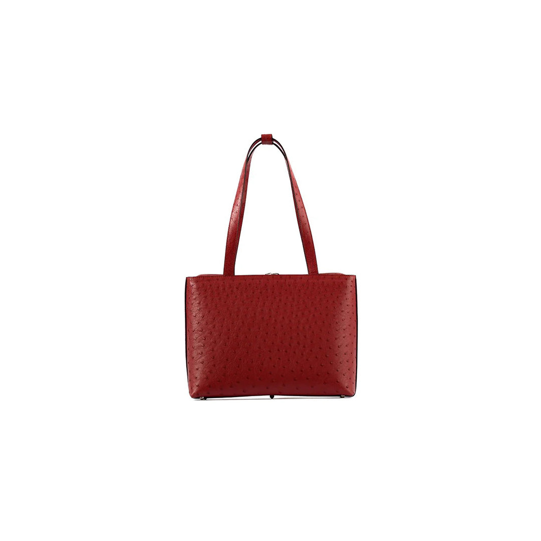 Red Lilibet Ostrich Leather Tote Bag