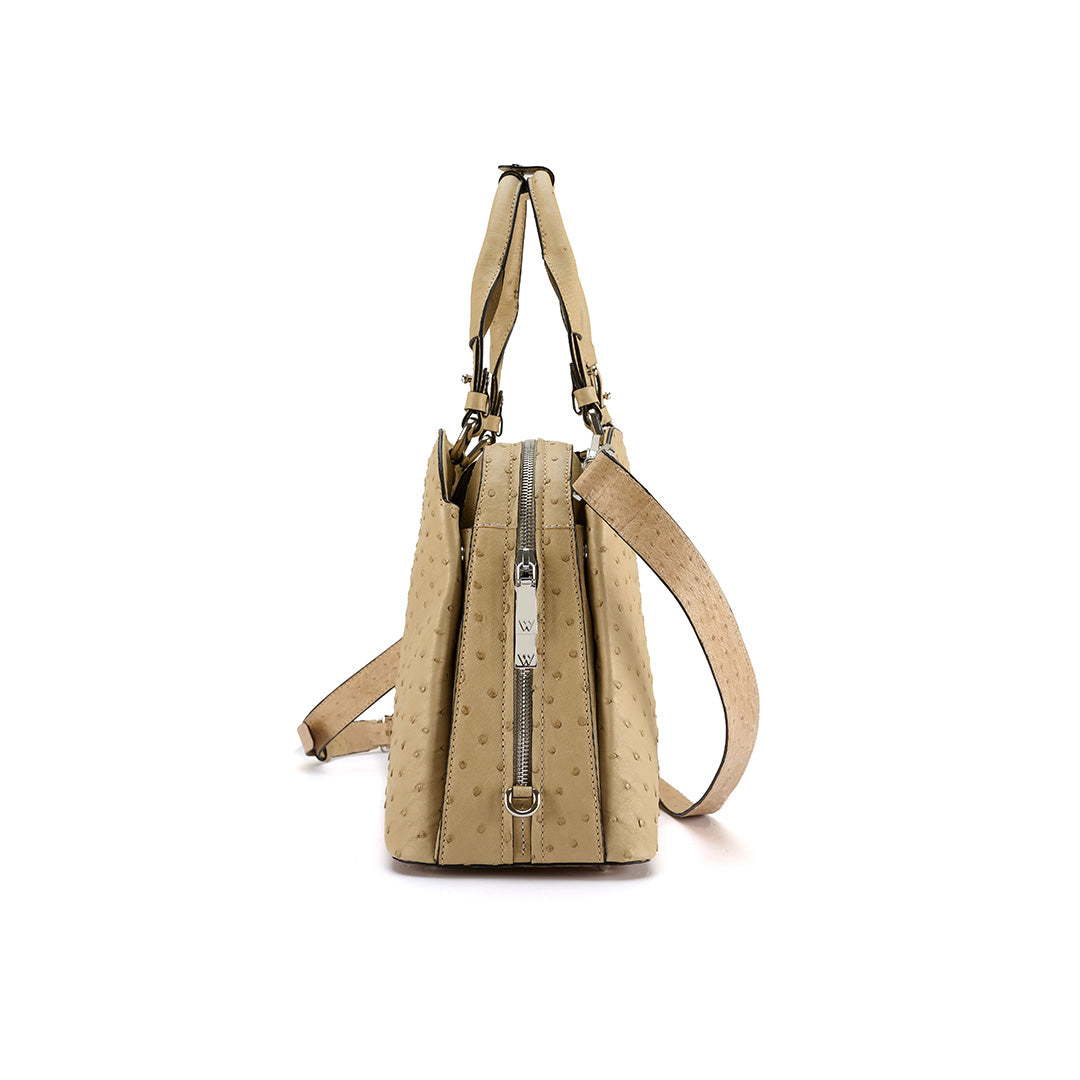 Beige Lexington Ostrich Leather Business Bag