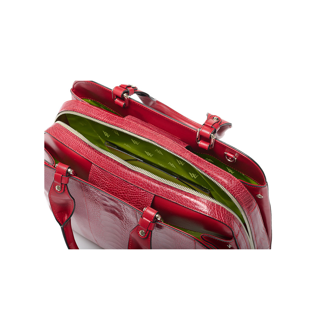 Red Lexington Ostrich Leather Business Bag