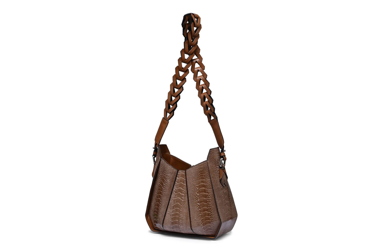 Dark Brown Lucia Ostrich Leather Shoulder Bag