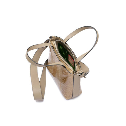 Nude Lily Ostrich Leather Shoulder Bag