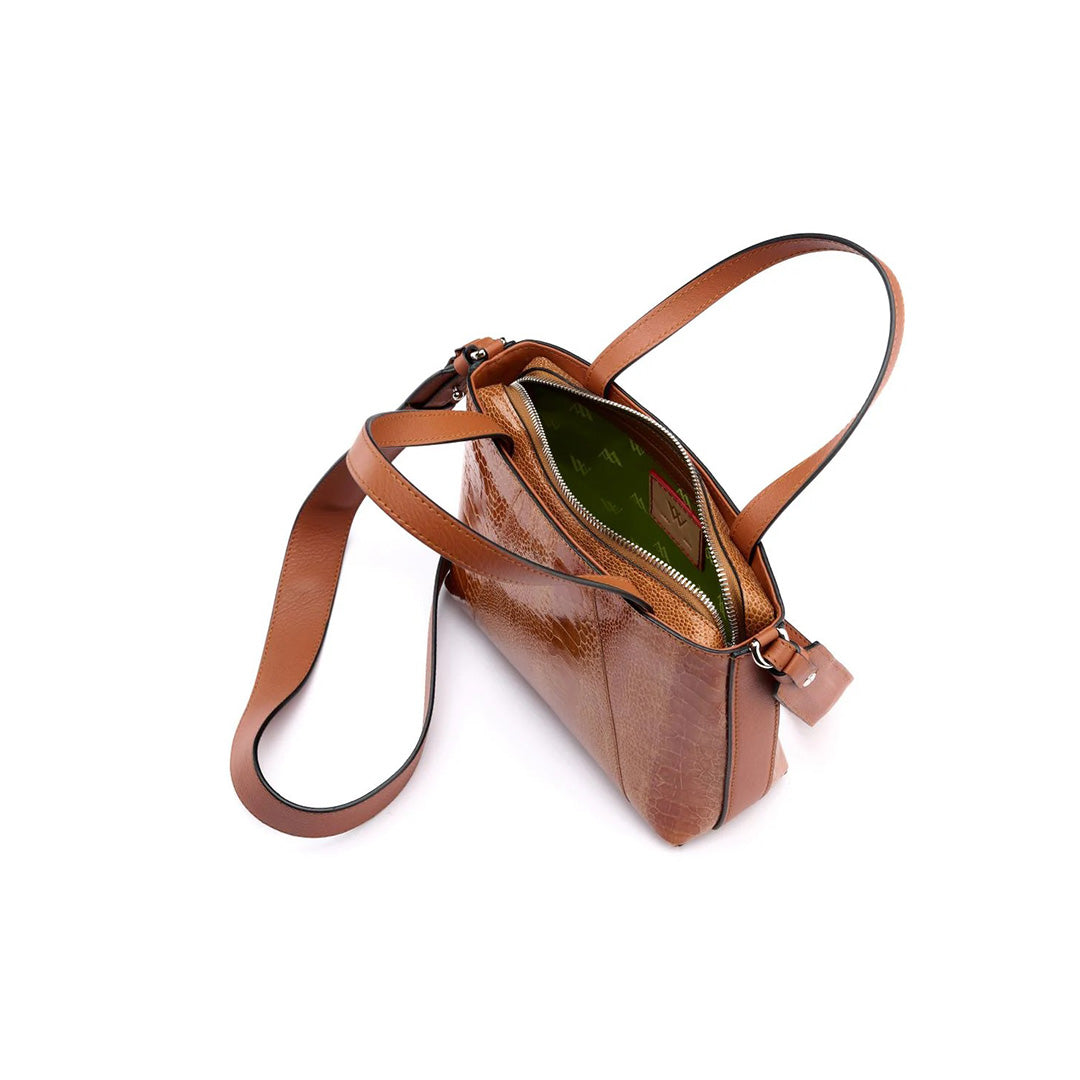 Brown Lily Ostrich Leather Shoulder Bag