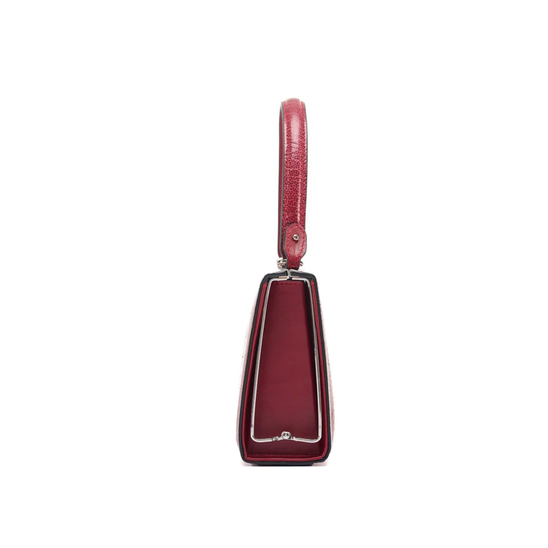 Red Libby Ostrich Leather Evening Bag