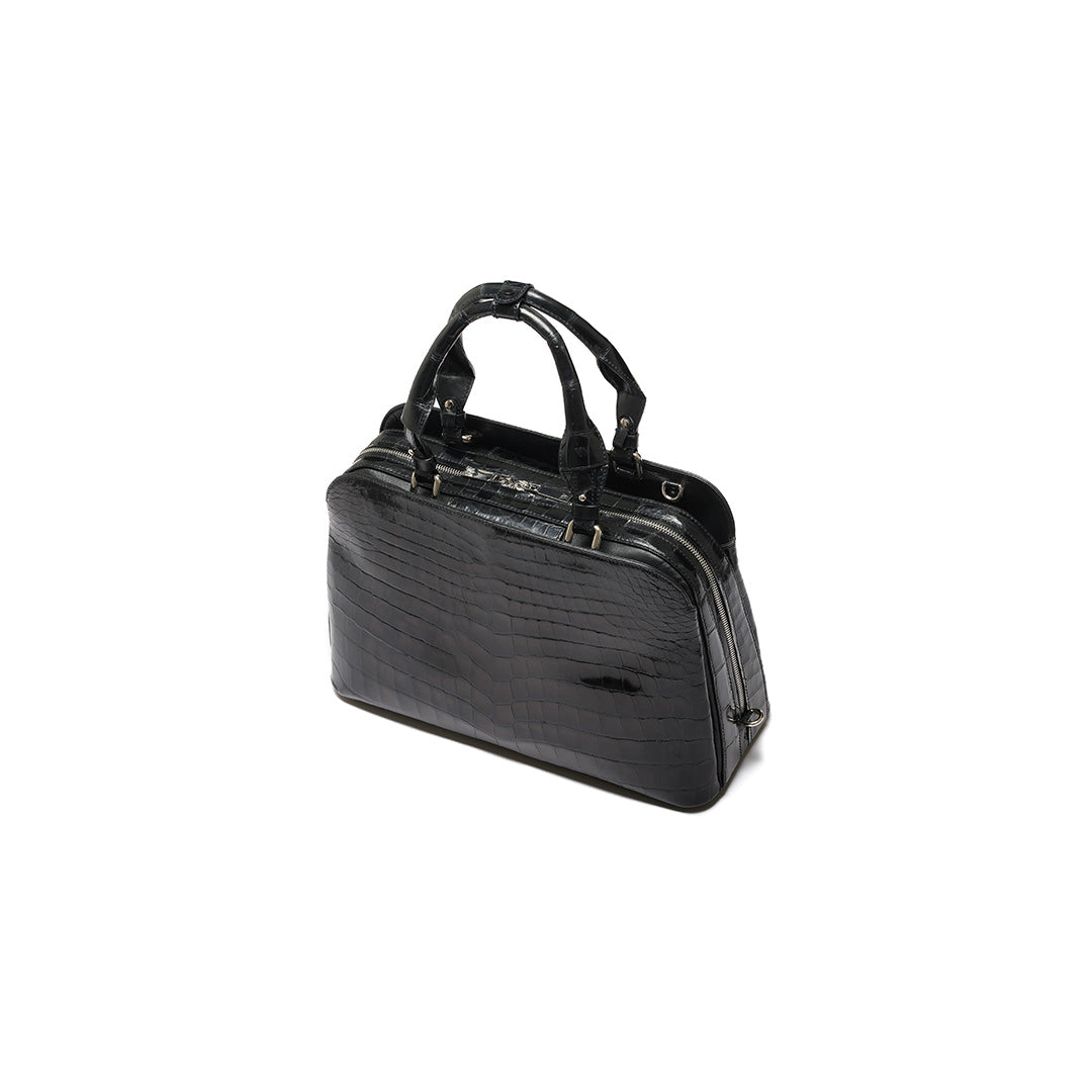 Black Lexington Crocodile Leather Business Bag