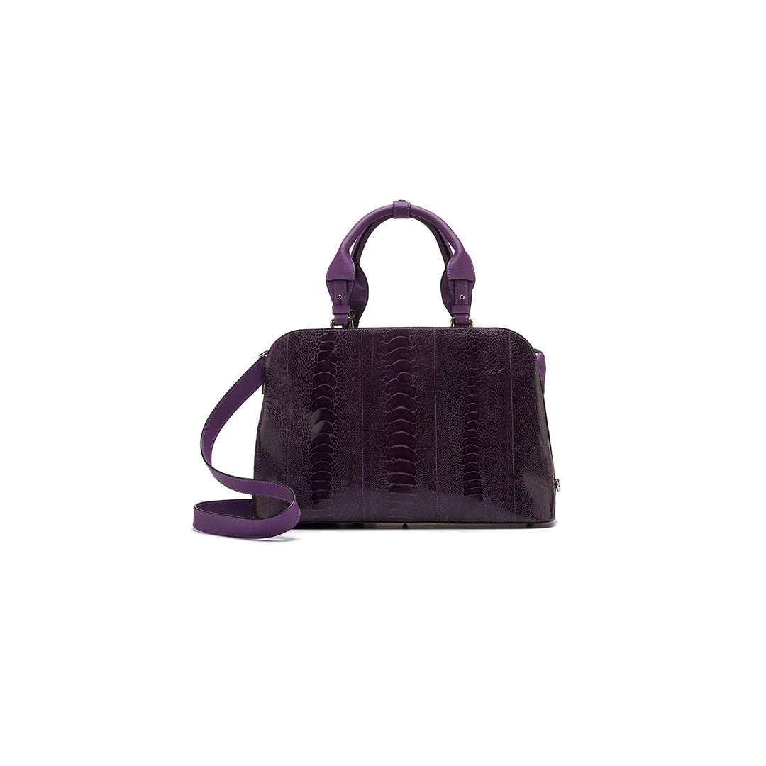 Purple Lexington Ostrich Leg Leather Business Bag