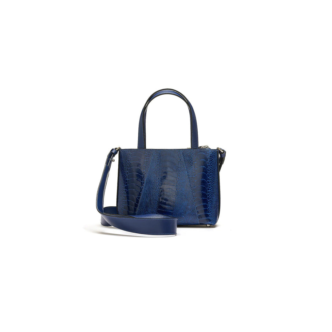 Blue Lily Ostrich Leather Shoulder Bag