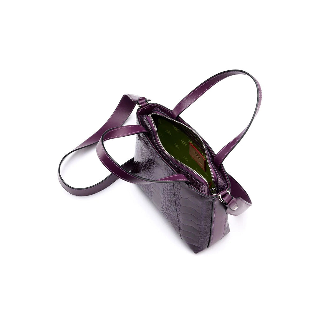 Purple Lily Ostrich Leg Leather Shoulder Bag