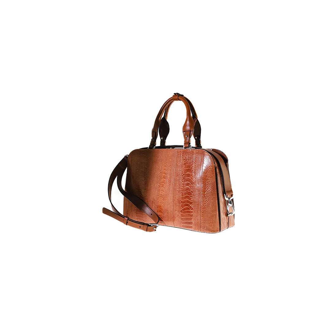 Brown Lexington Ostrich Leather Business Bag