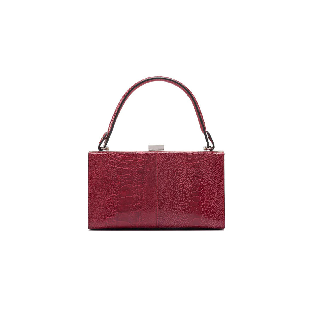 Red Libby Ostrich Leather Evening Bag