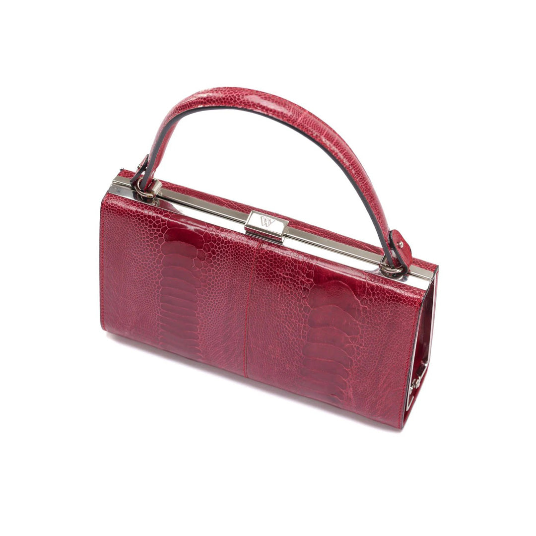 Red Libby Ostrich Leather Evening Bag
