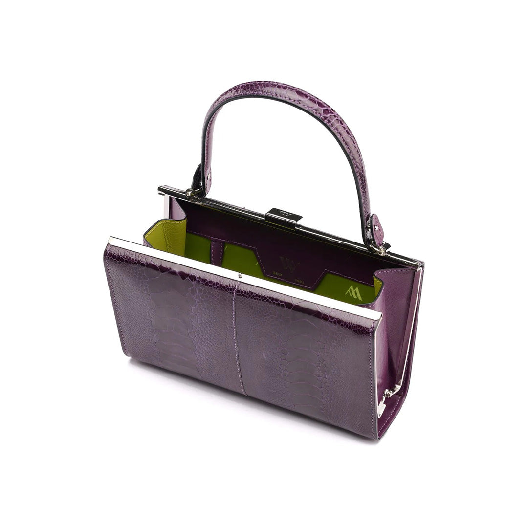 Purple Libby Ostrich Leather Evening Bag