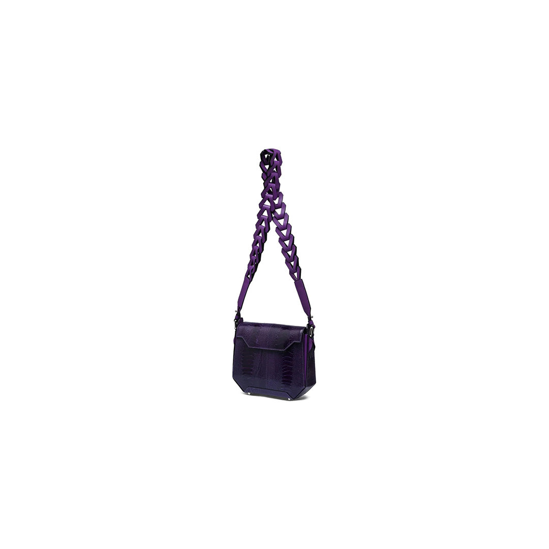 Purple Lia Ostrich Leather Shoulder Bag
