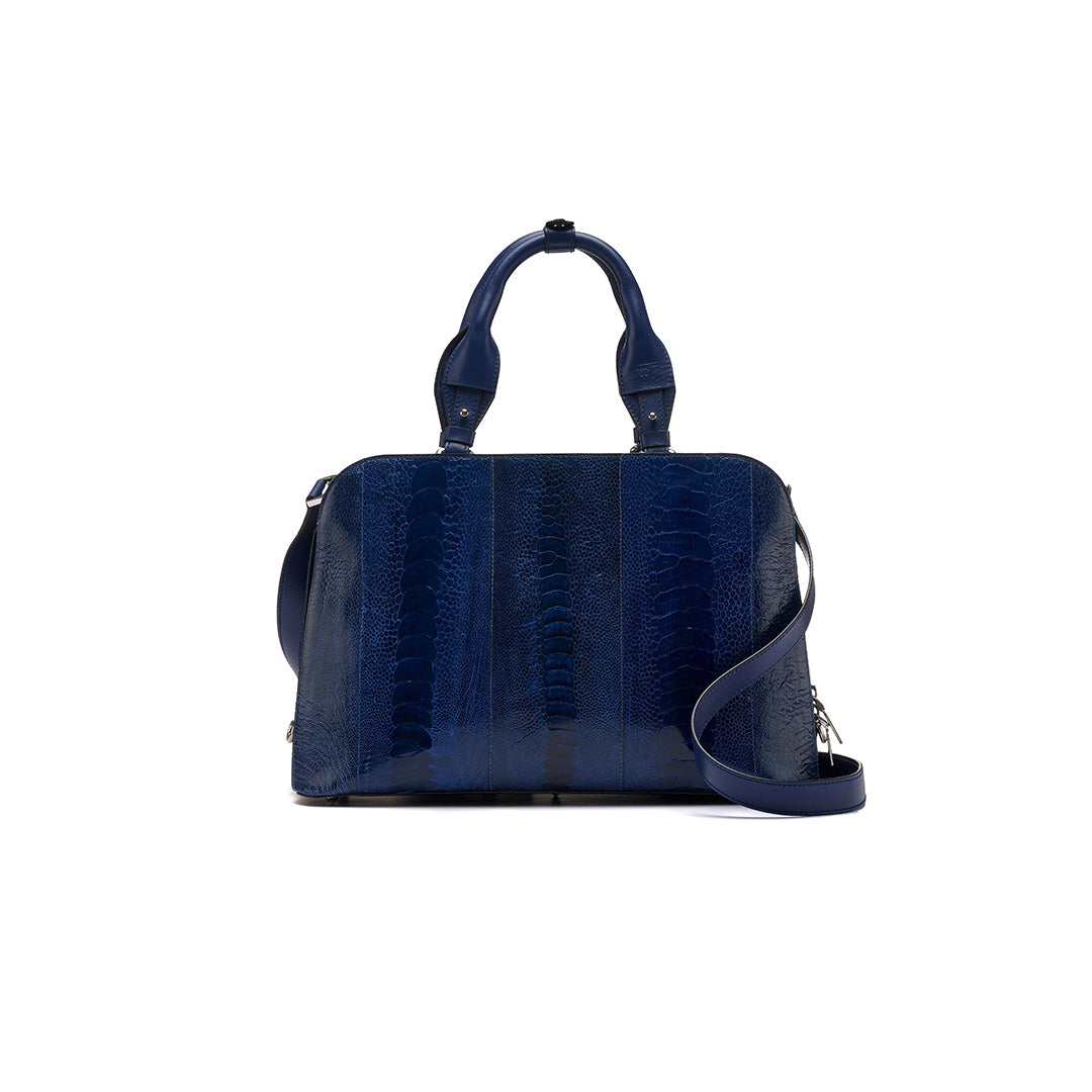 Blue Lexington Ostrich Leather Business Bag