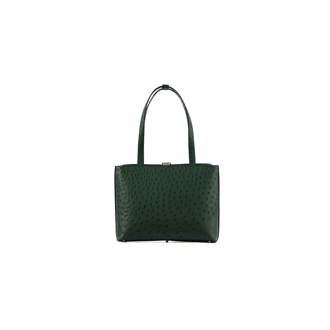 Green Lilibet Ostrich Leather Tote Bag