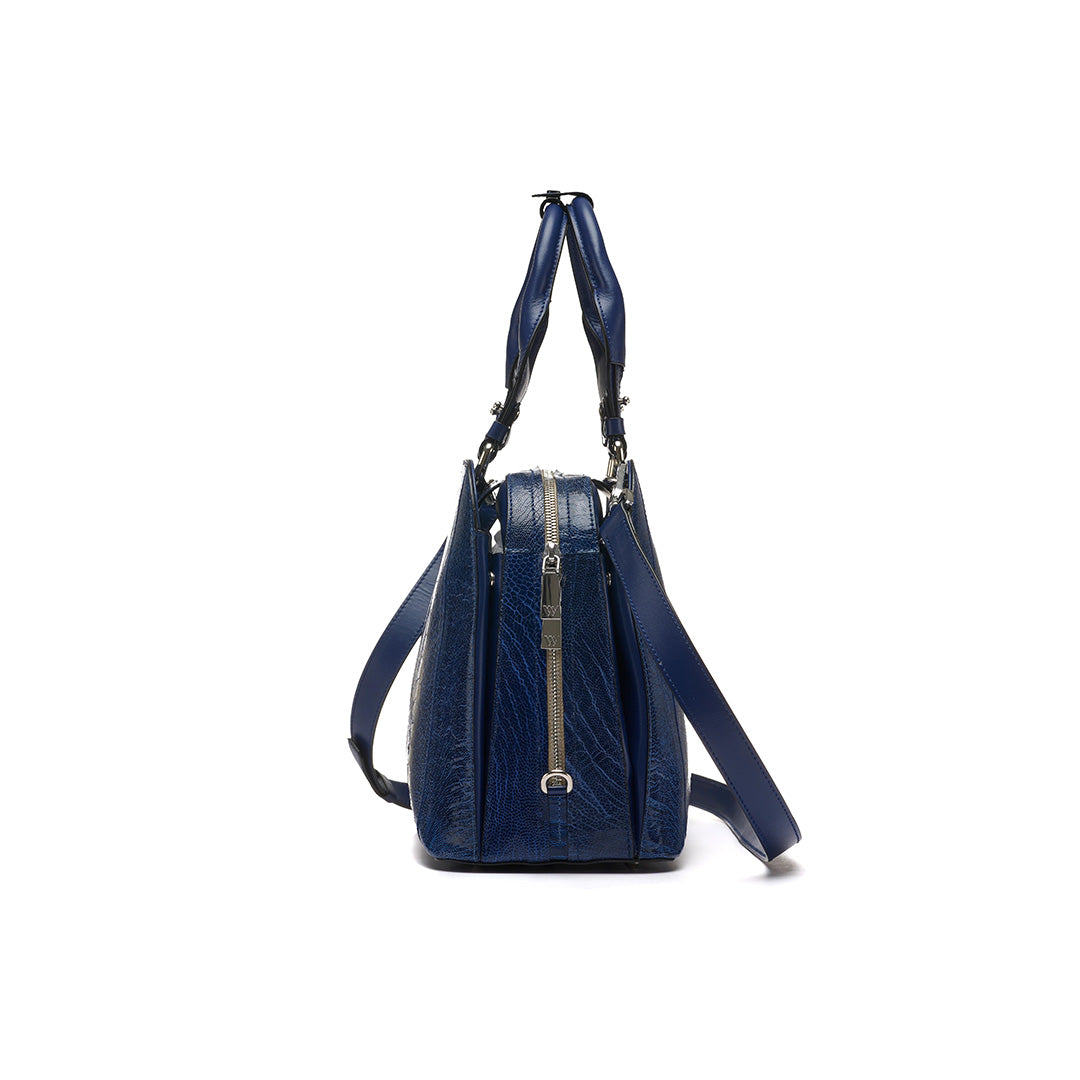Blue Lexington Ostrich Leather Business Bag