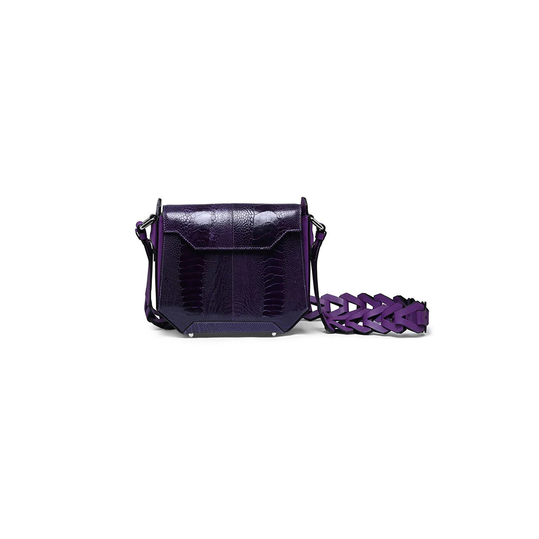 Purple Lia Ostrich Leather Shoulder Bag