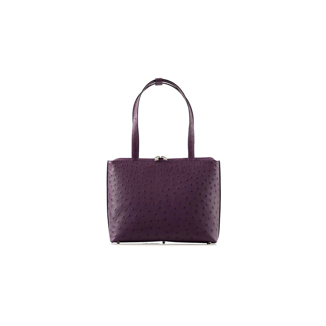 Purple Lilibet Ostrich Leather Tote Bag