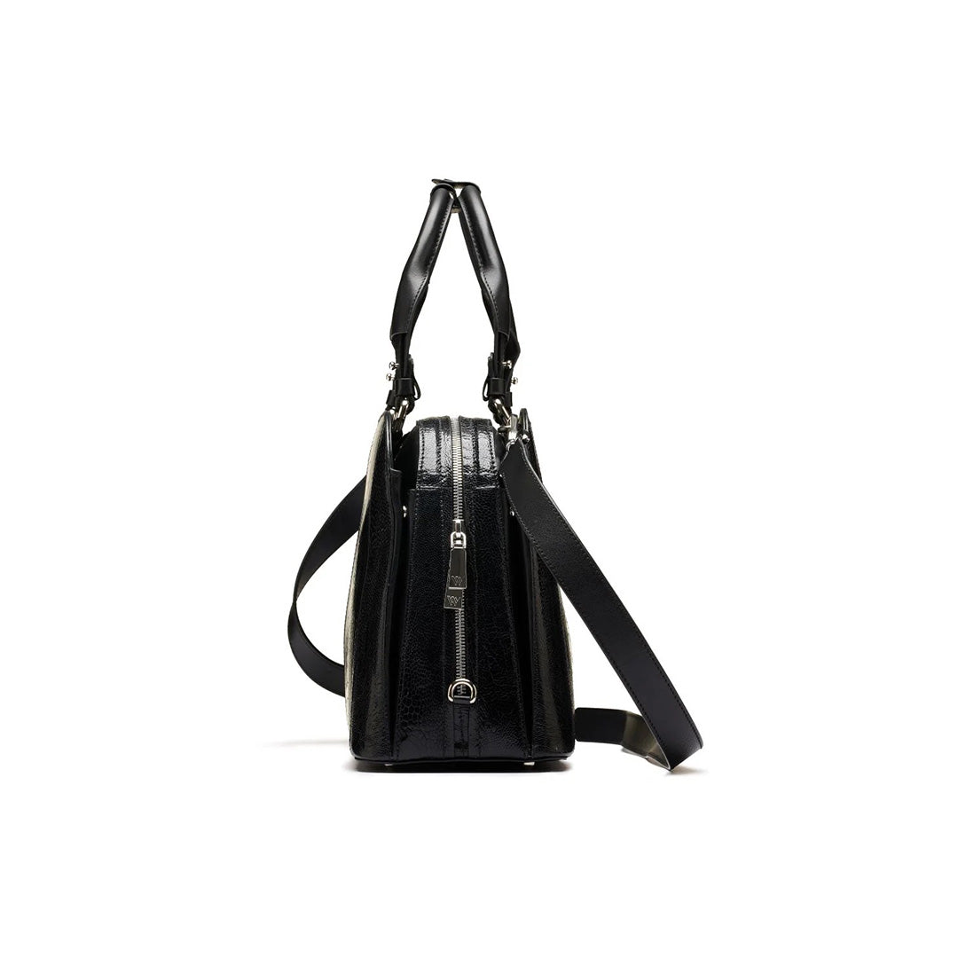 Black Lexington Ostrich Leg Leather Business Bag