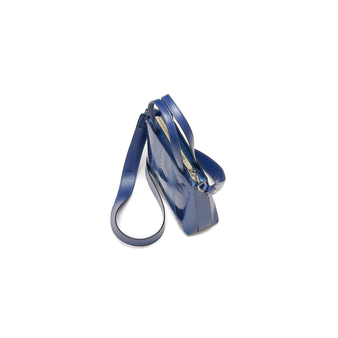 Blue Lily Ostrich Leather Shoulder Bag