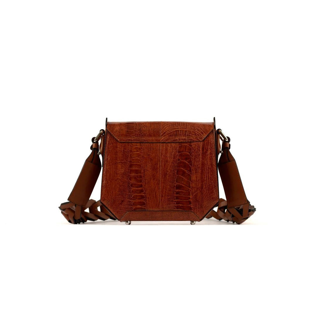 Light Brown Lia Ostrich Leather Shoulder Bag