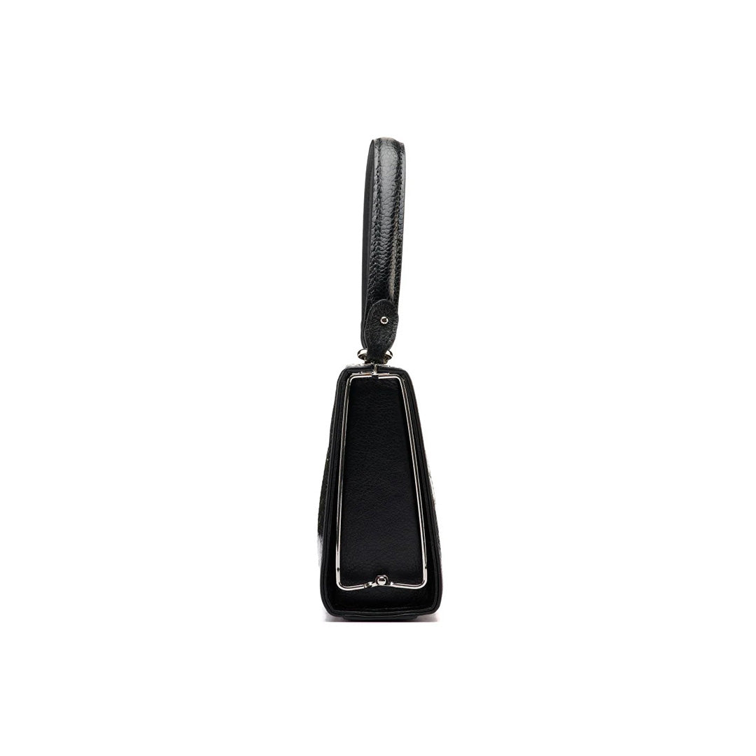 Black Libby Ostrich Leather Evening Bag