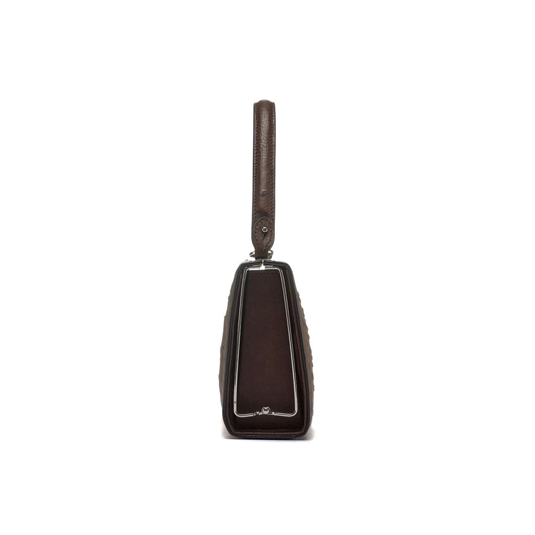Dark Brown Libby Ostrich Leather Evening Bag