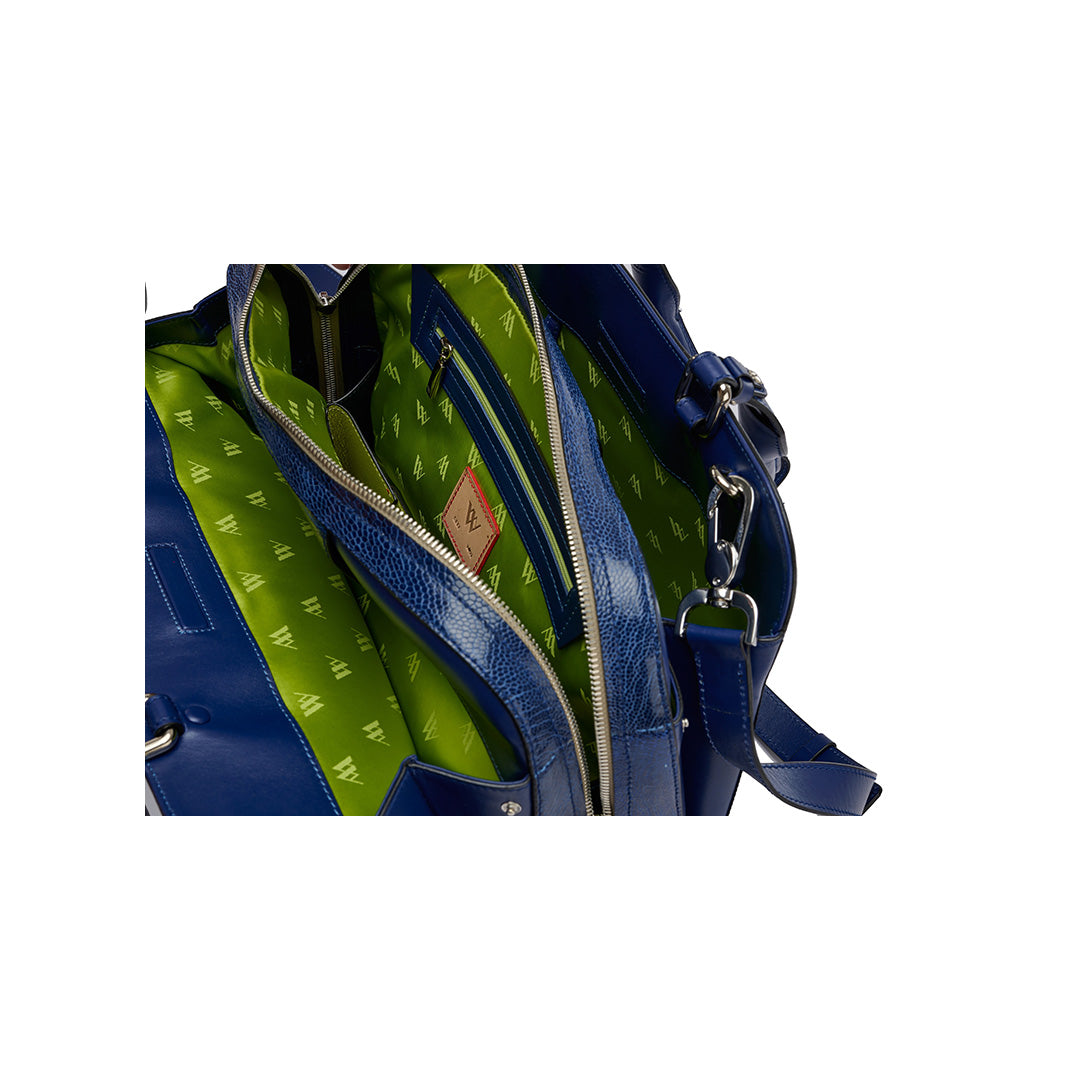 Blue Lexington Ostrich Leather Business Bag