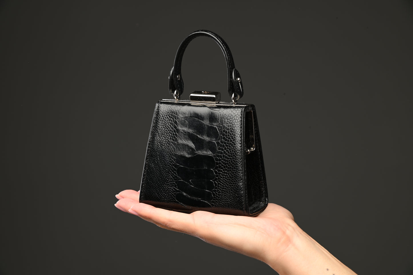Black Vegas Ostrich Leg Leather Micro Bag