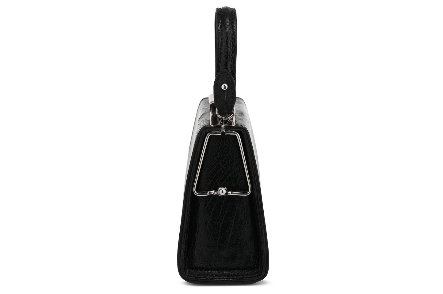 Black Vegas Ostrich Leg Leather Micro Bag