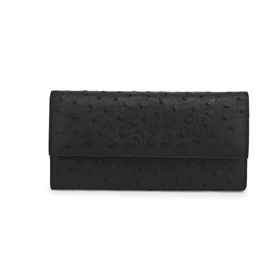 Black Mississippi Ostrich Leather Purse