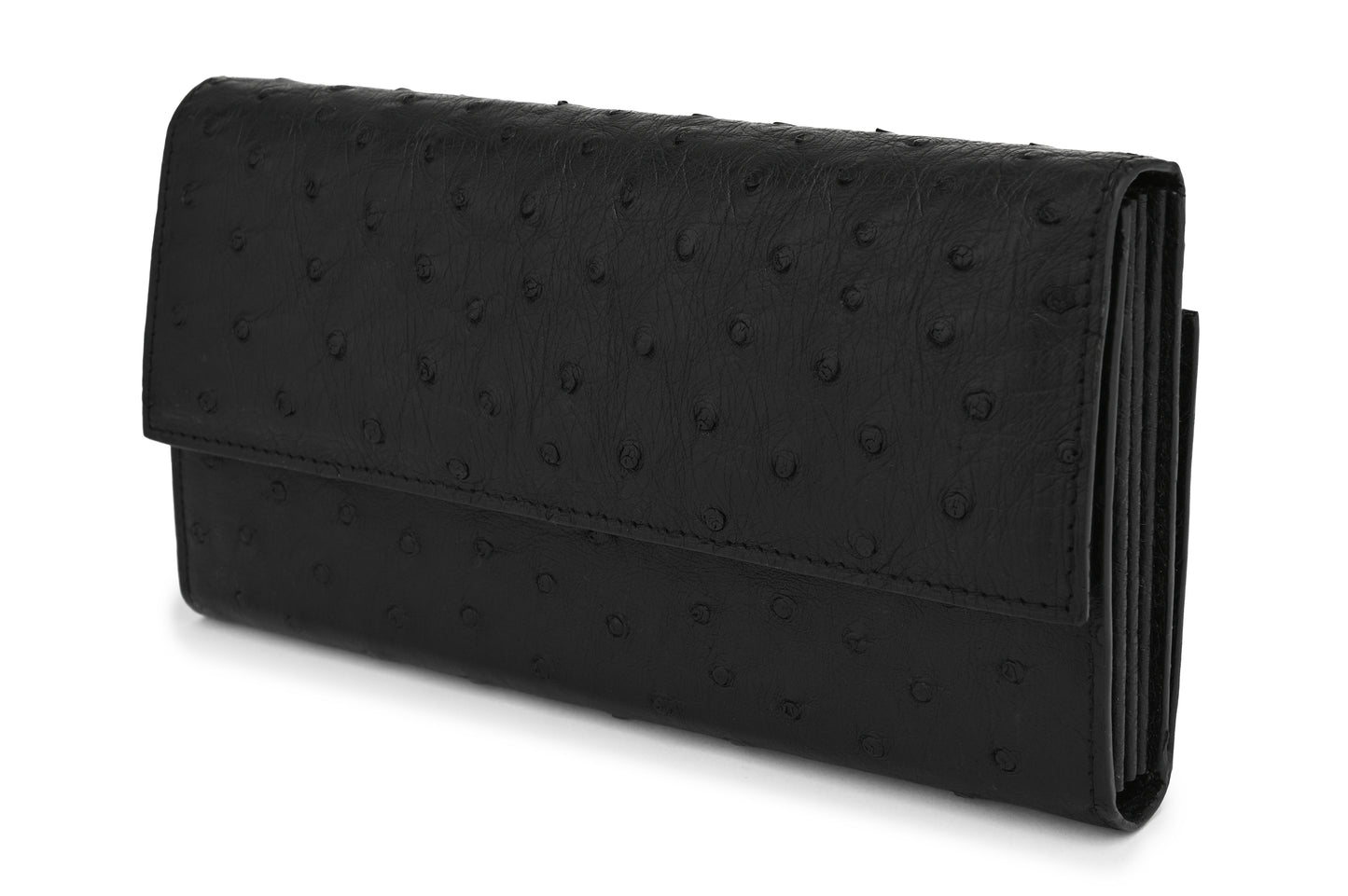 Black Mississippi Ostrich Leather Purse