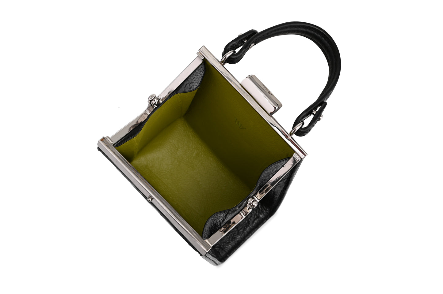 Black Vegas Ostrich Leg Leather Micro Bag