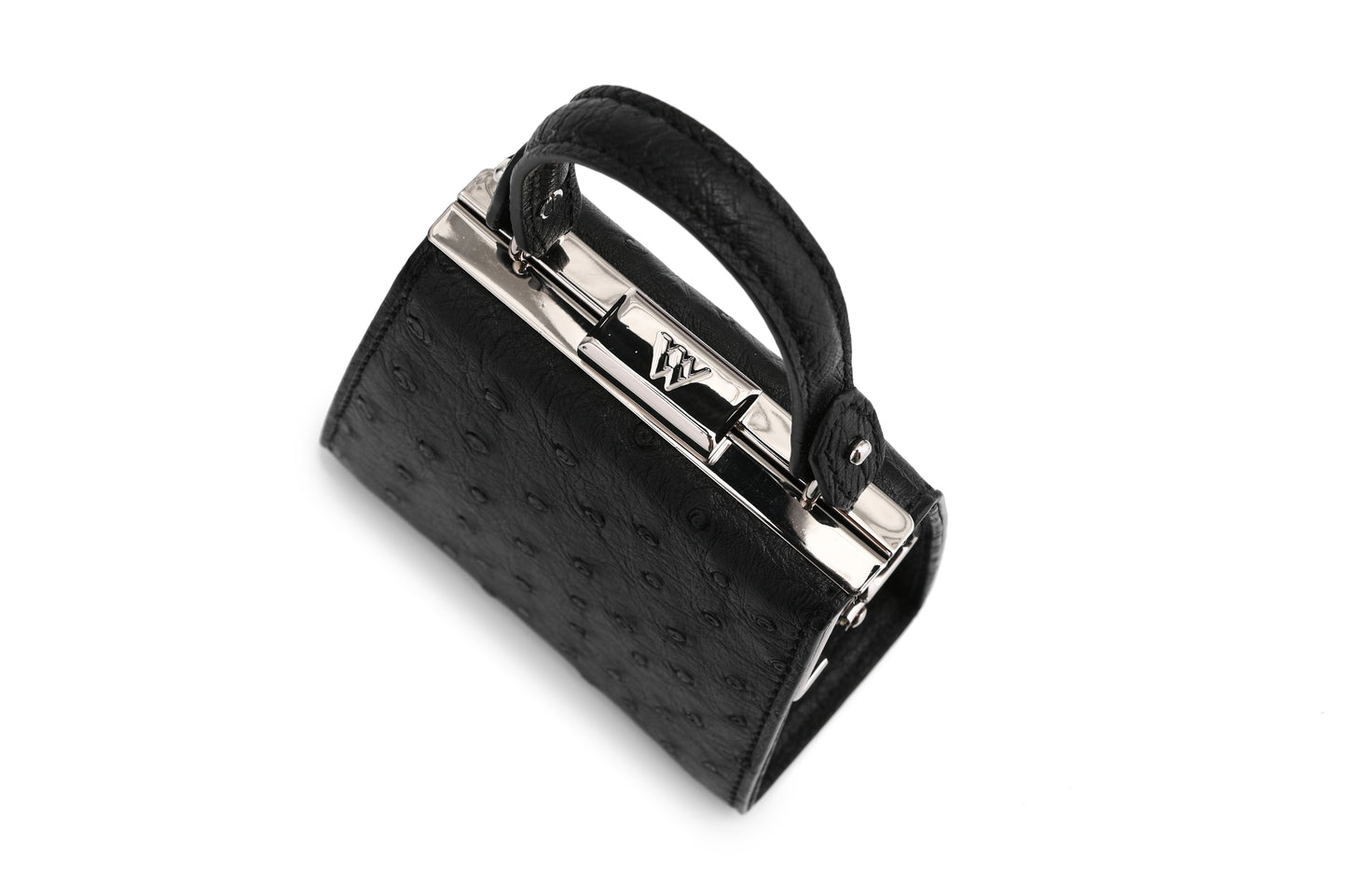 Black Vegas Ostrich Quill Leather Micro Bag