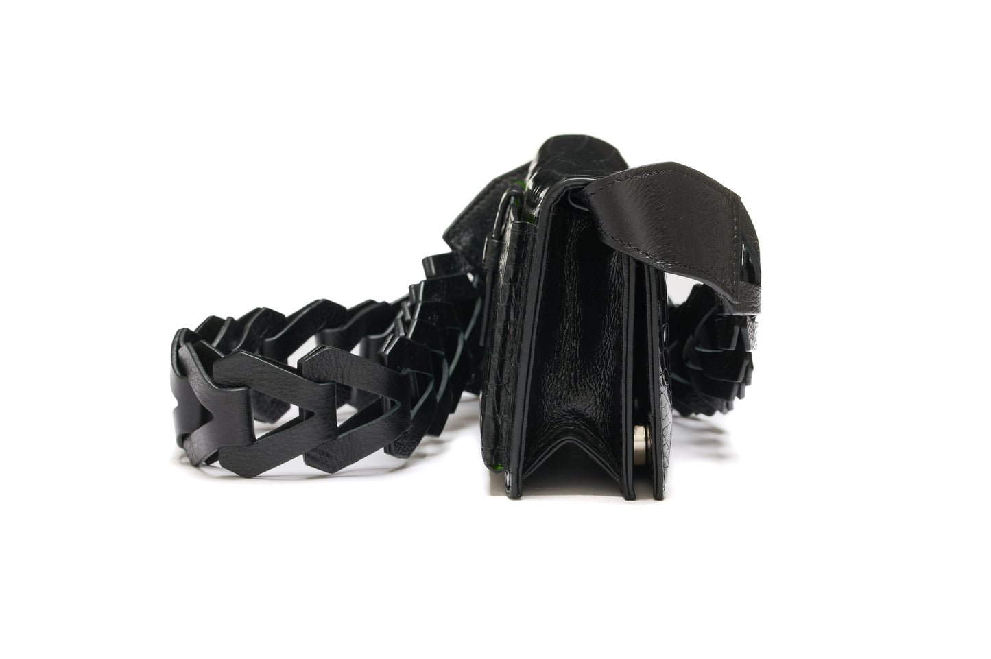 Black Georgia Crocodile Leather Clutch Bag