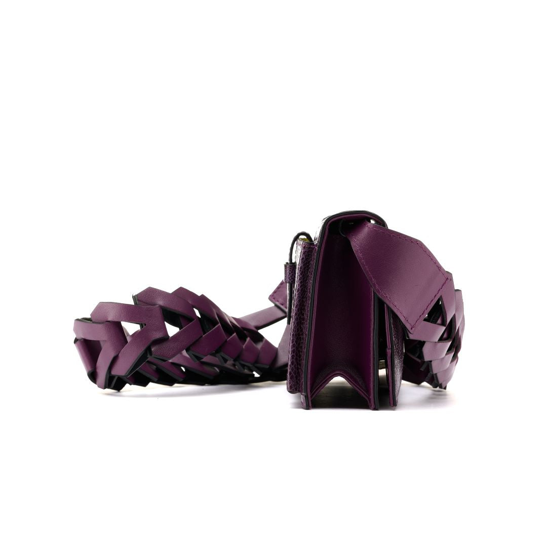 Purple Georgia Ostrich Leg Leather Clutch Bag