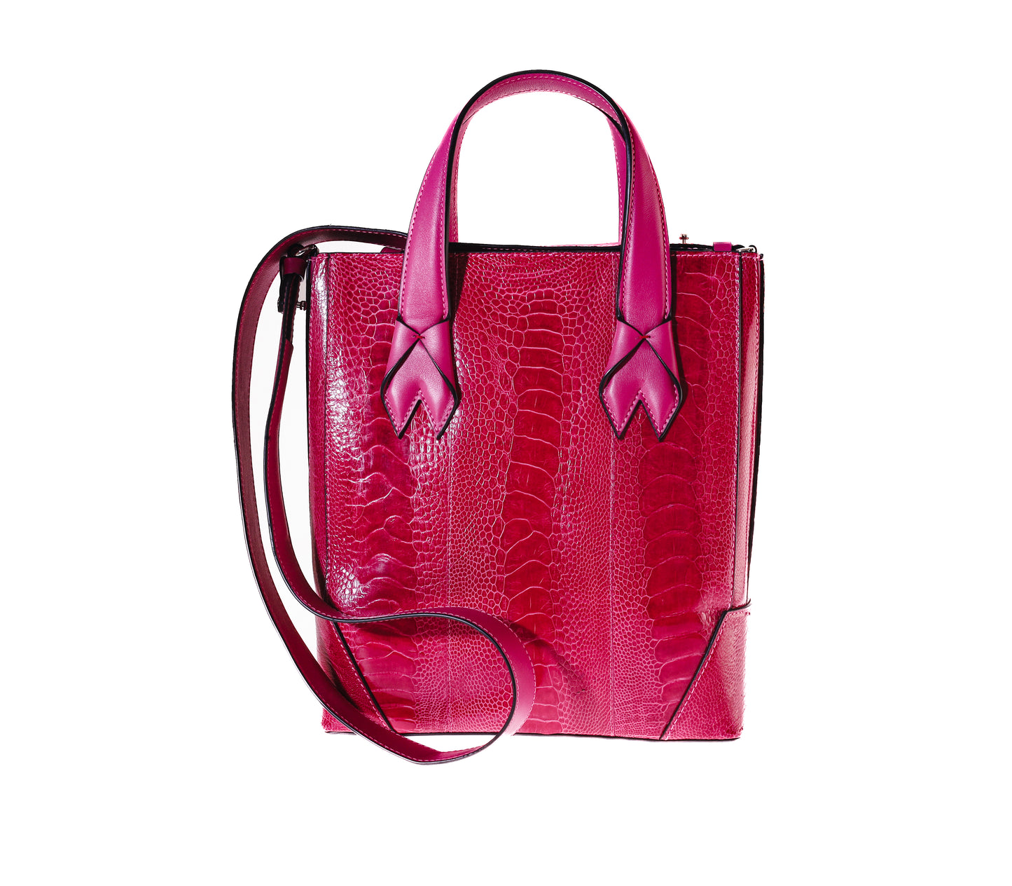 Purple Lola Ostrich Leather Top Handle Bag