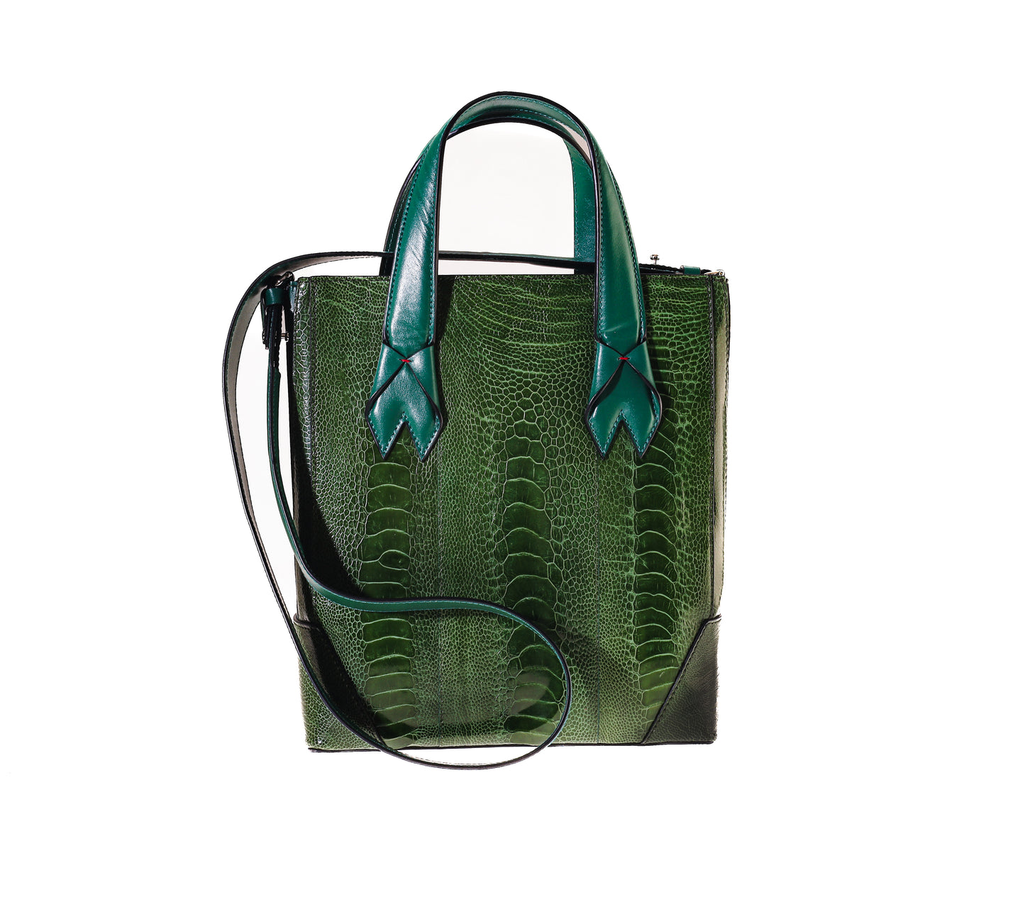 Purple Lola Ostrich Leather Top Handle Bag