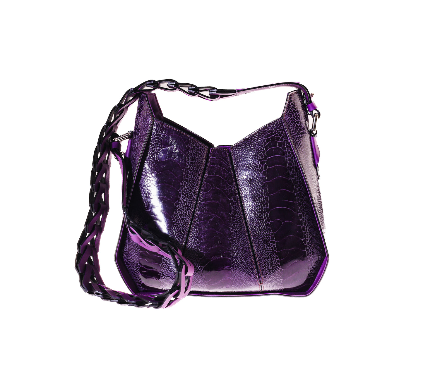 Dark Brown Lucia Ostrich Leather Shoulder Bag
