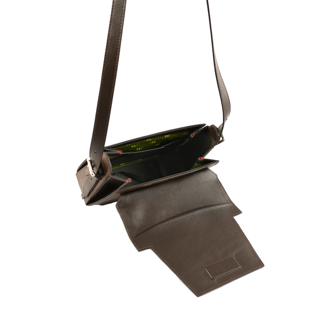 Dark Brown Afra Yasmin X Winklmayr Ostrich Leather Shoulder Bag