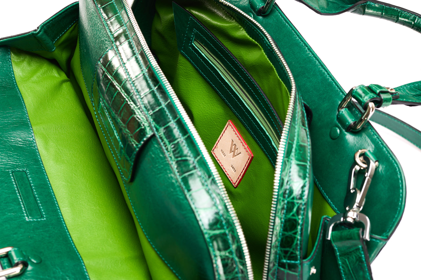 Green Lexington Crocodile Leather Business Bag