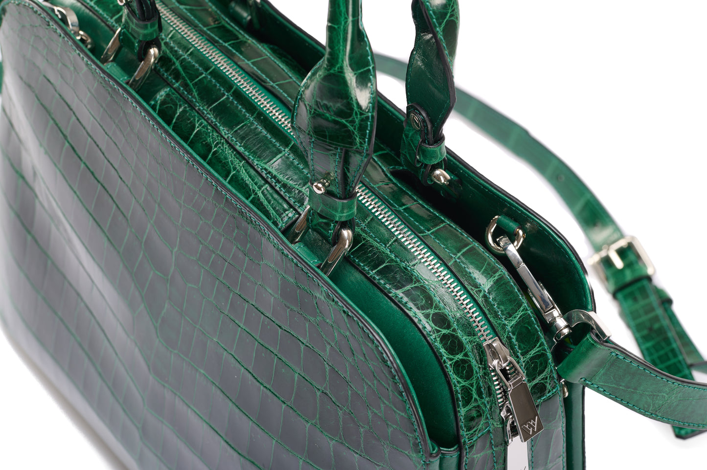 Green Lexington Crocodile Leather Business Bag