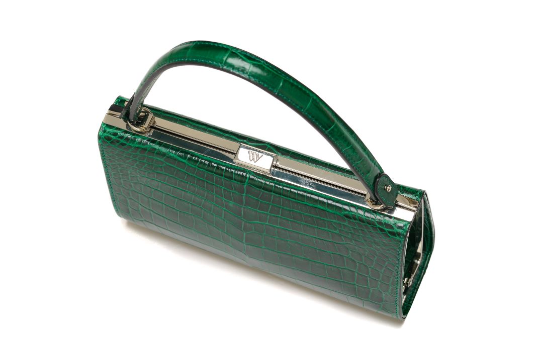 Green Libby Crocodile Leather Evening Bag