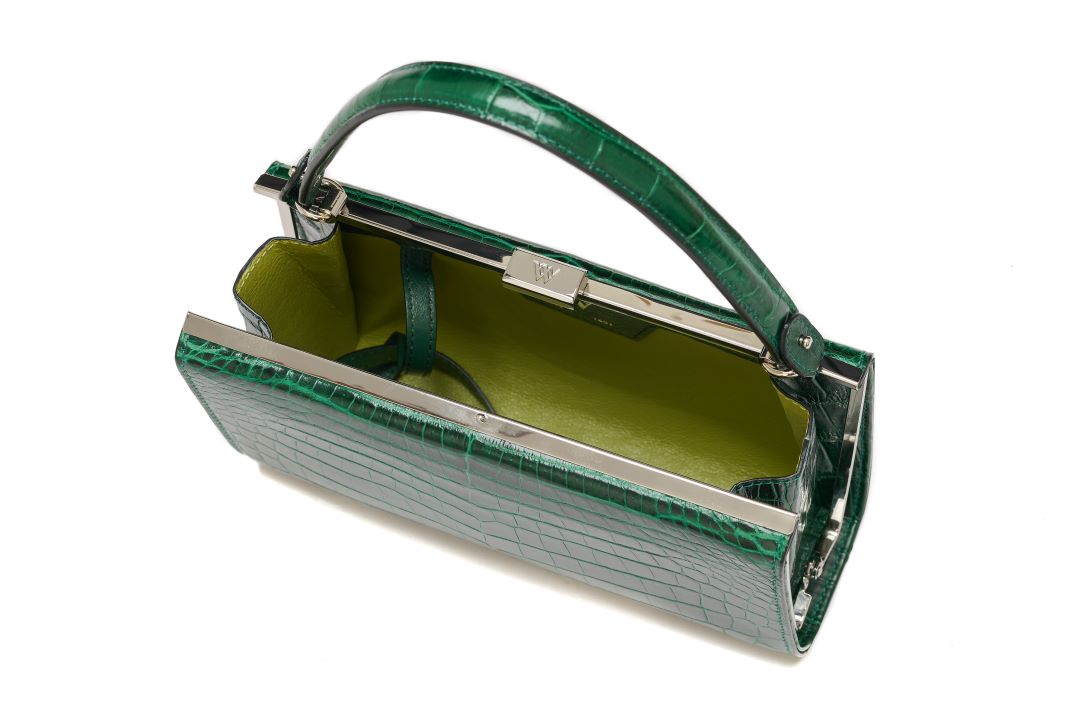 Green Libby Crocodile Leather Evening Bag