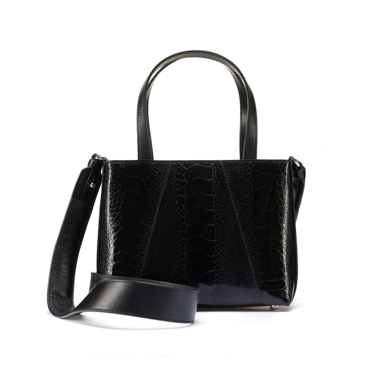Black Lily Ostrich Leg Leather Shoulder Bag