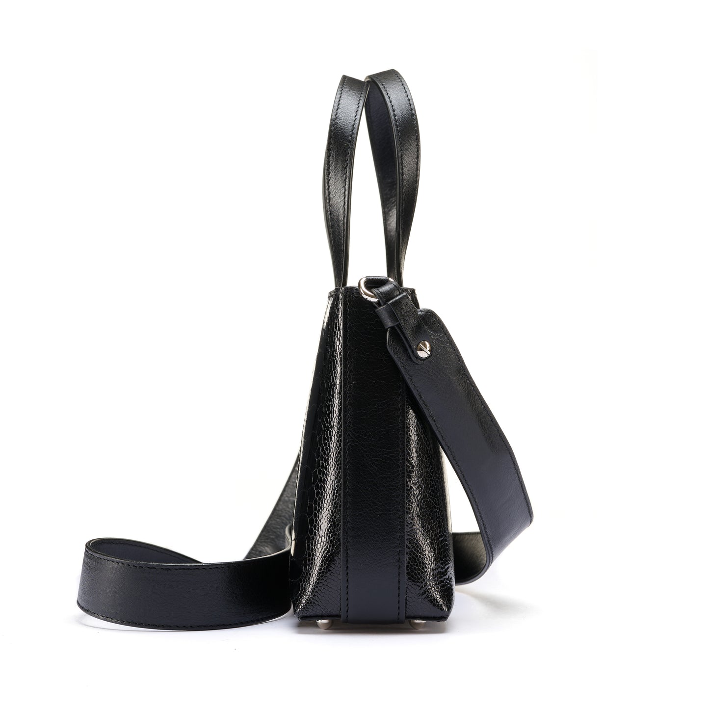 Black Lily Ostrich Leg Leather Shoulder Bag