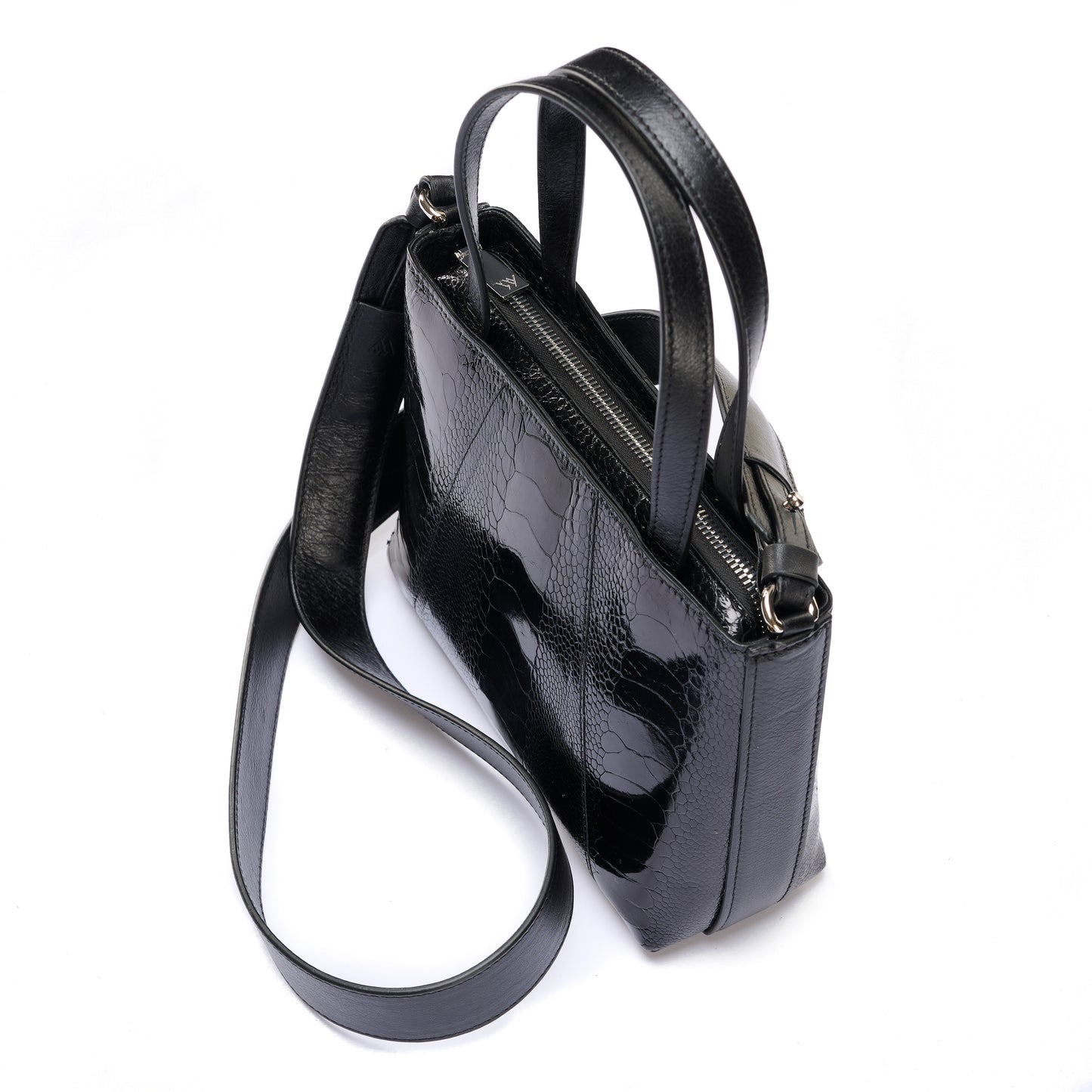 Black Lily Ostrich Leg Leather Shoulder Bag